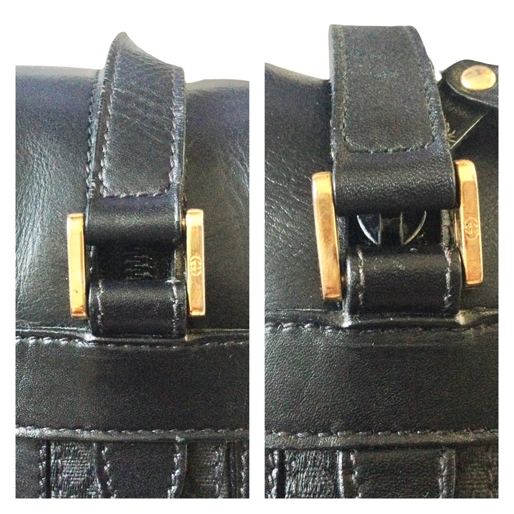 2x HOST PICK Vintage Gucci Black Monogram Crossbody Camera Bag - Picture 10 of 15
